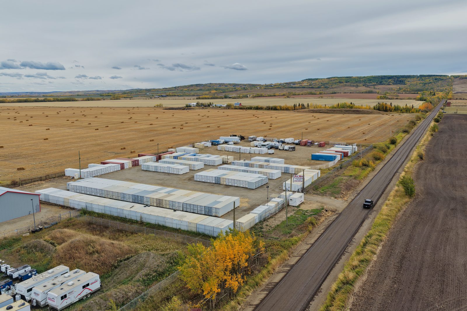 Aerial view of Ace High Storage yard
