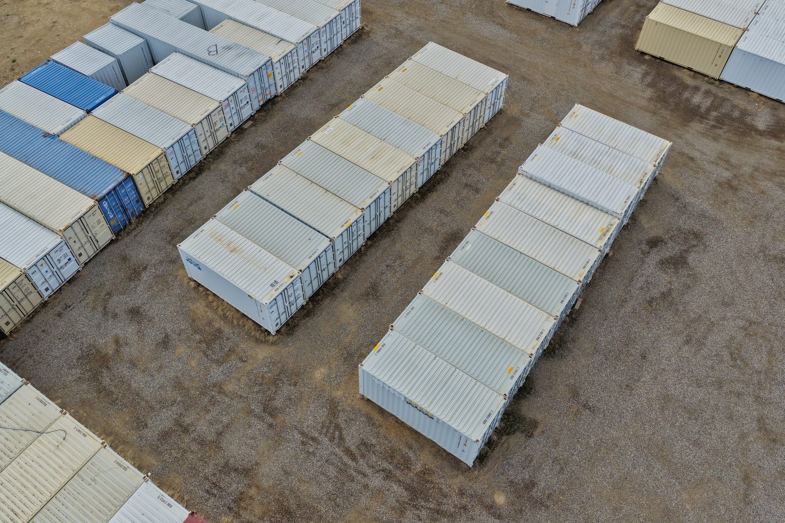 Top-down view of container rows